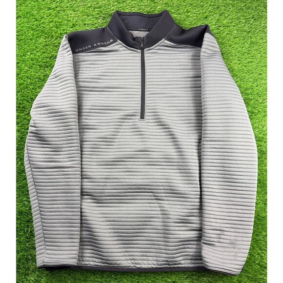 Under Armour Golf ColdGear Pullover Mens L Gray Quarter Zip Mock Neck Jacket - Picture 1 of 9